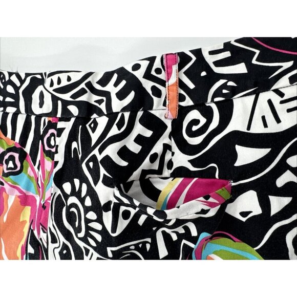 Nouveau Capri Pants Womens 12 Black Stretch Colorful Butterfly Art Geometric 90s - Picture 4 of 10